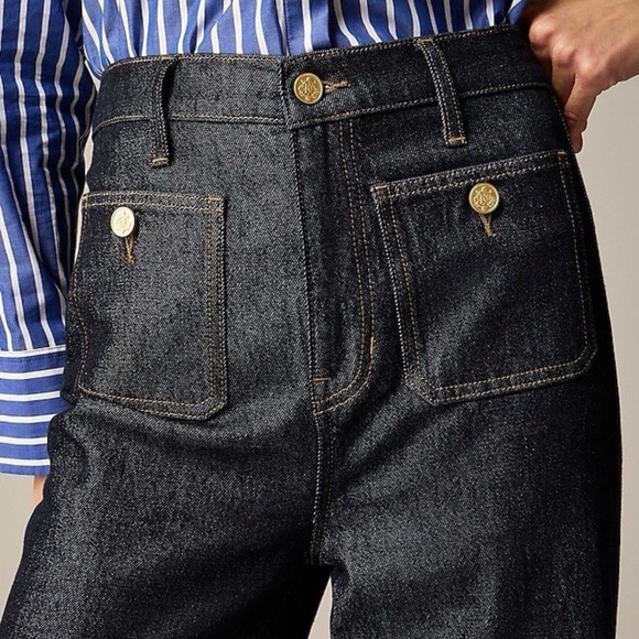 J. Crew Sailor High-Rise Wide Leg Dark Wash Jeans Size 32P NWT - Picture 4 of 14
